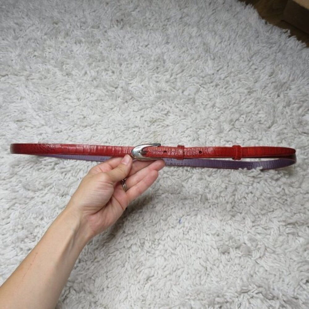 Elliot Rhodes red leather croc‎ embossed belt